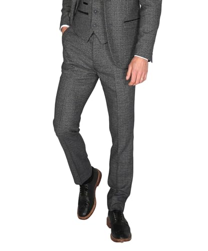 Costume sur mesure gris marine homme en tweed SIRRI - Pantalon et veste de mariage taille 38R