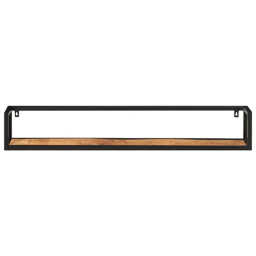 Homgoday Estantes de Pared 2 uds Madera Maciza Mango Hierro 110x17x17 cm Estantería de Pared Colgante Flotante Almacenamiento Espacio Decoración Artículos Diarios en Familia Madera de Mango Rugosa
