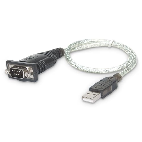Image of Manhattan USB to Serial Converter Connects One Serial Device to A USB Port (205146) | USB-A to DB9 RS232 serial adapter with 18-inch cable, Prolific PL-2303 chip, up to 115 kbps, plug and play
