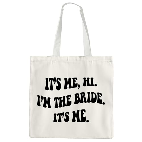 OTOUO Borsa tote da sposa in tela, borsa a tracolla riutilizzabile, regalo da sposa per matrimoni, regali per la moglie, regali per neo fidanzati, regali di nozze per donne, bianco, Taglia unica