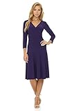 Picture of Rekucci Women's Slimming 3/4 Sleeve Fit-and-Flare Crossover Tummy Control Dress (16, Aubergine)