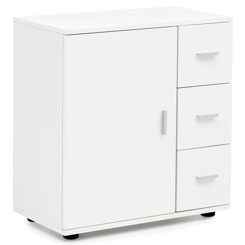 FineBuy Badschrank FB52416 Weiß 60x65,5x33 cm Midi-Schrank mit Tür &...
