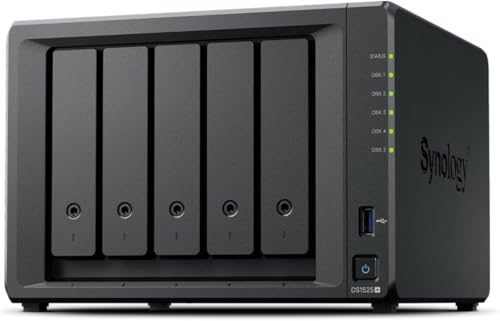 Image of Synology DS1525+(2X 2.5GbE Ports, Ryzen V1500B, 8GB RAM) 5-Bay 20TB Bundle with 5X 4TB WD Red Plus HDDs