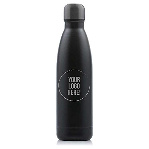 Personalised Black Thermo Vacuum Drinking Bottle - Engraved with Any Custom Logo Personalised Black Thermo Vacuum Drinking Bottle - Engraved with Any Custom Logo