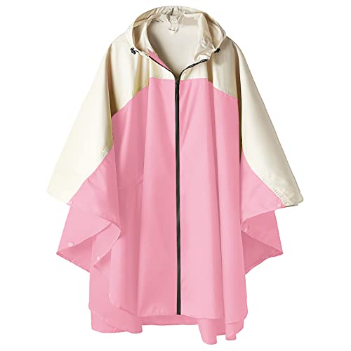 Image of SaphiRose Adult Rain Poncho Waterproof Hooded Zipper Raincoat with Pockets | OEKO-TEX Certified 100% Polyester, Lightweight Packable Storage Pouch, Heat-Sealed Seams, Quick-Dry for Outdoor Hiking