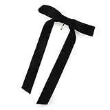 [ジュエルボックス] JewelVOX ポニーフック ヘアアクセアリー レディース リボン ベロア まとめ髪 大きめ ヘアピン おしゃれ 人気 大人 (ブラック)