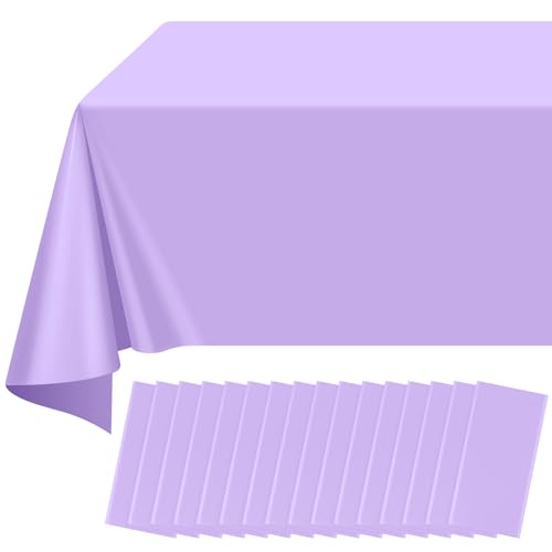 Image of 16 Pack Light Purple Plastic Tablecloth for Rectangle Tables, Premium Decorative Lavender Disposable Table Cloths for Parties, Rectangle Party Table Cover for Birthday Wedding Baby Shower, 54x108 Inch