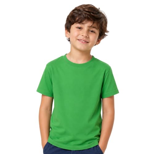 Image of Kids Round Neck Boys Tshirt | Short Sleeves | Natural Organic 100% Cotton Soft Comfortable Fabric | School Plain Color Original Branded Half Sleeve | T-Shirt for Boy Kid | Sleepwear Everyday Casual