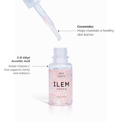 Image of ILEM JAPAN Dew Serum 30ml | Capsule Technology Face Serum with Sakura Extract, Niacinamide, Hyaluronic Acid, Stable Vitamin C & Ceramides | Made in Japan