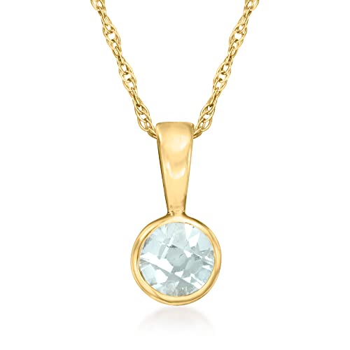 Pure Collection by Ross-Simons 0.20 Carat Aquamarine Pendant Necklace in 14kt Yellow Gold. 18 inches