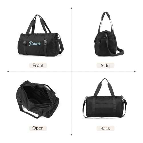 Personalized Travel Duffel Bag, Large Waterproof Sports Weekender, Custom Name Gym Bag (Black)4
