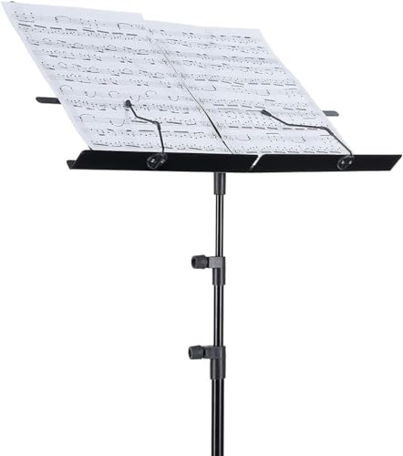 Image of EastRock Music Stand, Professional Collapsible Portable Light Weight and Adjustable Folding Music Stand-Book Stand (Dual-use), Book Clips, Portable Carry Bag