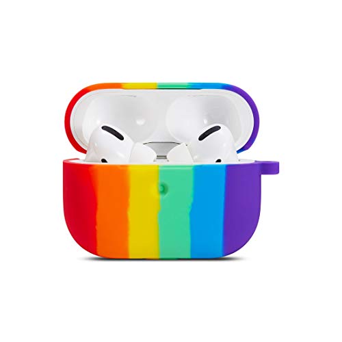 Airpods Pro Case, Rainbow Airpods Pro Case Cover Fashion Stylish Silicone Protective Skin Cover With Keychain For Girls Teens Kids Women Compatible Airpods Pro(2019) (Rainbow-A) #TOP1
