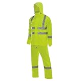 esmen Leichtes, reflektierendes Regenjacken- und Hosen-Set, warme Winter-Sicherheitsbekleidung for Damen und Herren, gut sichtbare, wasserdichte Jacke(Geel,Large)