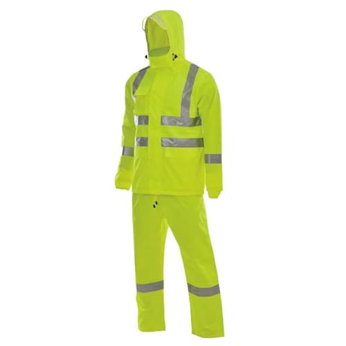Veste imperméable haute visibilité jaune 4XL avec pantalon réfléchissant chaud