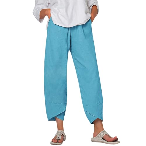 Pantalon bohème coton et lin pour femmes taille haute léger parfait contre la chaleur