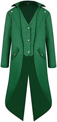 Men's Blazer Slim Fit Casual Boho Printed Steampunk Tailcoat Jacket Gothic Frock Uniform Light Buttons Suit Jacket Coats