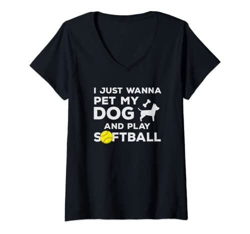 Mujer Softpitch Softbol divertido Dog Down Do Dog Lovers Cita Camiseta Cuello...