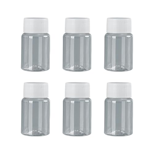FSSTUD Transparente runde Reiseflaschen, 30 ml Fassungsvermögen, tragbar, wiederverwendbar, ideal für Reisen, Küche, persönliche Gegenstände, Laborgebrauch, 6 Stück