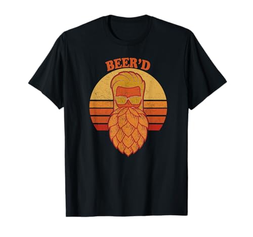 Beer d - Hops Beard - Beer Garden Retro Sunset T-Shirt