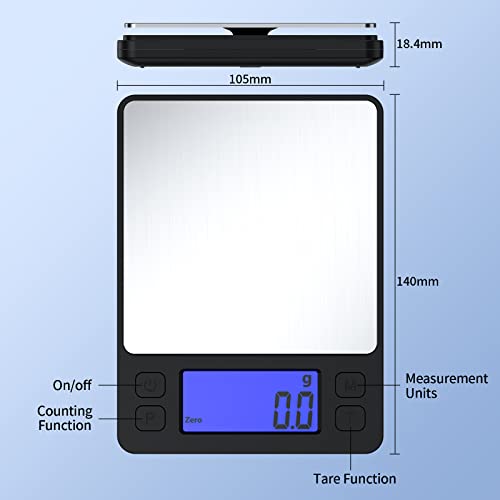 Food Scale, 3000G/0.1G High Precision Digital Kitchen Scale For Food Ounces And Grams, Smart Weight Scale For Weight Loss, Coffee Cooking, Jewelry, Powder With Lcd Display And 2 Tray #TOP1