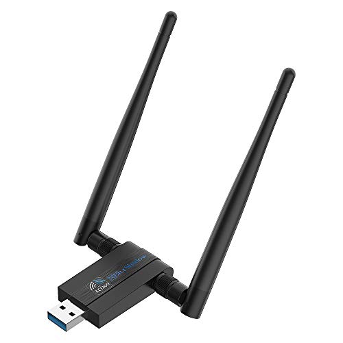 Blueshadow USB WiFi Adapter 1200Mbps -Dual Band 2.4G/5G Mini Wi-fi ac Wireless Network Card Dongle w/2x 5dBi External Antennas for Desktop Laptop PC Windows 10/8.1/8/7/XP, MAC (Upgrade with 2 PA)