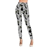 Rantanto Soft Cat Kitten Meow Funny Ladies Leggings,Black Cat,Large