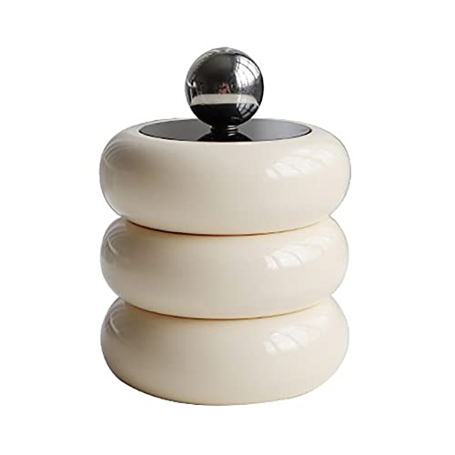 shenruifa Qtip Soporte de Escritorio Dispensador de Escritorio Estilo Nórdico Caja de Almacenamiento para Bastoncillos de Algodón Forma de Donut Caja de Almacenamiento de Maquillaje con Tapa (Blanco