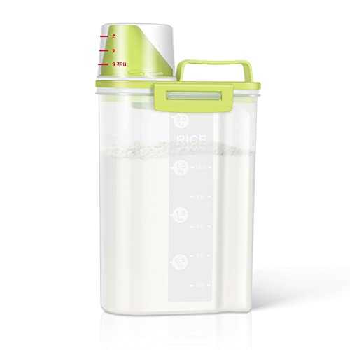 TBMax-Rice-Storage-container-4-Lbs-Small-Rice-Dispenser-with-Measuring-Cup-Lime-Green-Cereal-Containers-Flour-Bin-Kitchen-Food-Storage-Container-and-Pantry-Organizers-Pet-Dog-Cat-Food-Dispenser