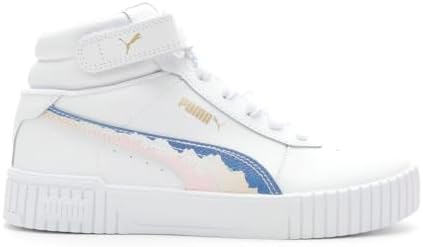 Puma Junior Carina Leather Sneaker, 6, White | Image 1