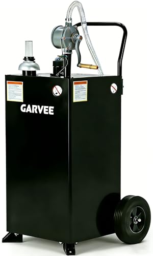 Garvee Fuel Transfer Tank with Pump, 45 Gallon Fuel Caddy, Gas Storage Tank, Gasoline Diesel Fuel Tank for Cars, Lawn Mowers, ATVs, Boats, More, Black