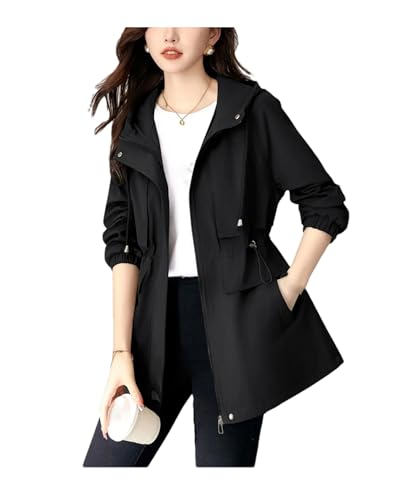 Amazon.com: Women's Spring Trench Coat Mid Long Loose Zipper