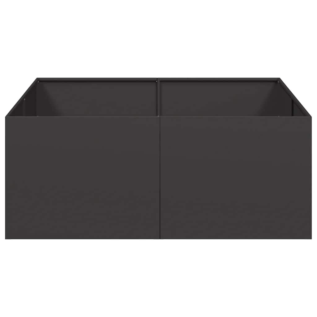 Hochbeet 100x100x40 cm Schwarz aus Kaltgewalztem Stahl, Modernes Design mit Offenem Boden für Garten Balkon und Terrasse, Großes Pflanzkübel für Gemüse und Kräuter