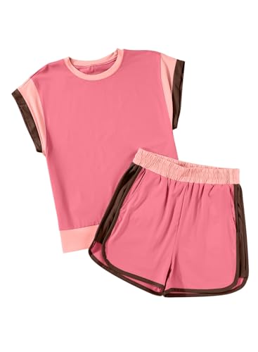 Image of blibean Girls Summer Clothes Sets Kids Colorblock Matching Outfits Size 6-15 Years