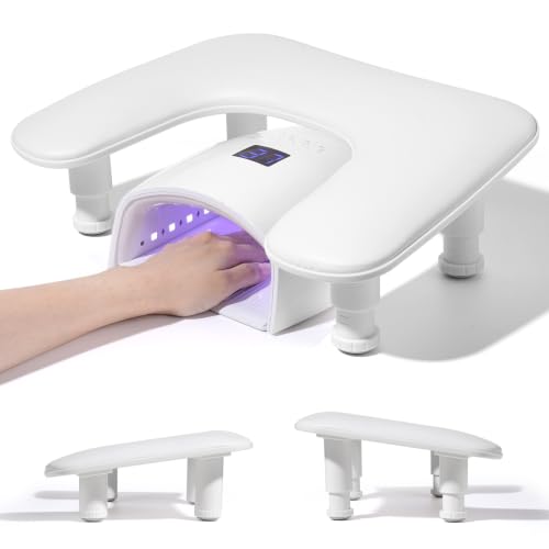 Big Arm Rest for Nails Tech, Height Adjustable, U-Shaped, White