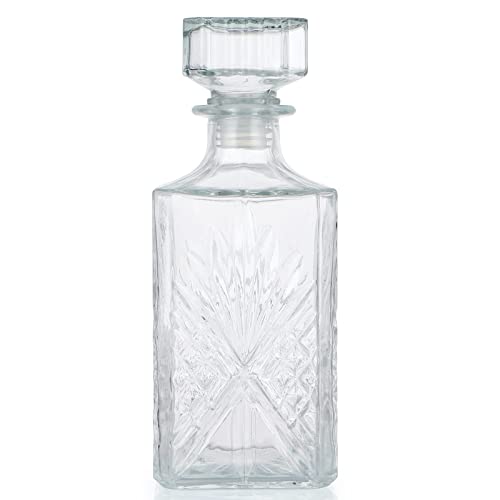 MDLUU Glass Decanter with Airtight Stopper, 750ML/25.3OZ Liquor Decanter Bottle for Wine, Whiskey, Brandy, Vodka (Engraved Flower) - Thumbnail 2