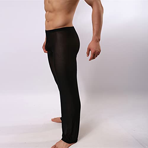 YiZYiF Men's Sleep Bottoms Casual Sheer Trousers Mesh Transparent Sleepwear Breathable Long Pants2