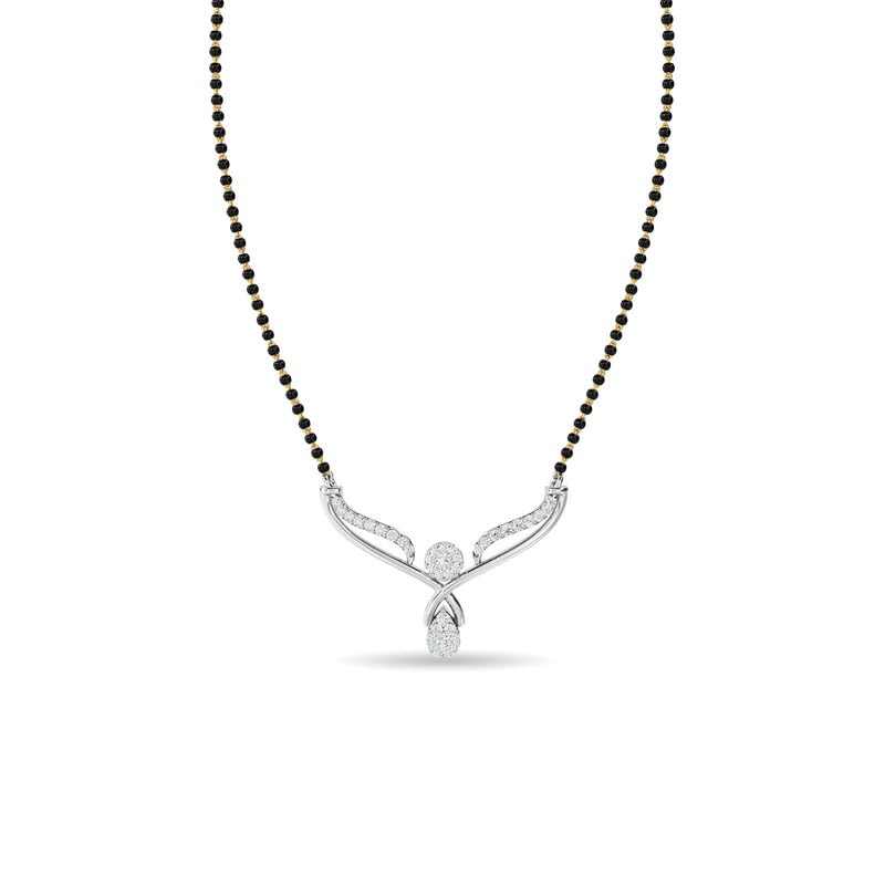 Image of KISNA JEWELS 14K BIS Hallmark Pure White Gold & SI Real Diamond Mangalsutra For Women