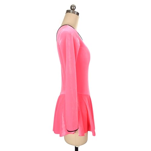 Vestido de patinação artística, elegante manga longa veludo strass competição de patinação artística