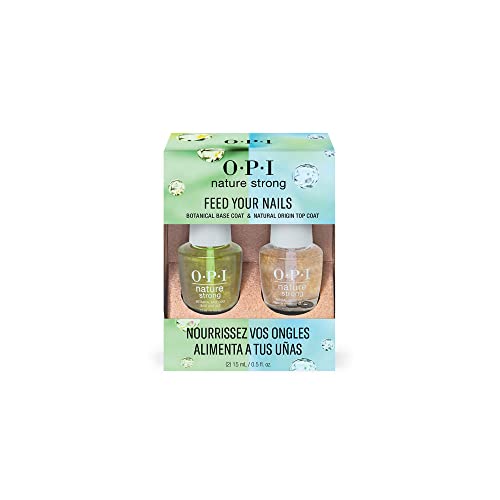OPI Nature Strong Vegan Nail Polish, Base and Top Coat Duo Pack, Natural Origin, Cruelty-Free Nail Lacquer, 0.5 fl oz.