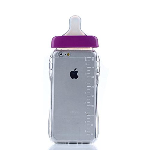 DStores Purple Iphone 6 6s Plus Gel Case， New 3D Baby Nipple Milk Bottle TPU Silicone Back Skin Case Cover With Lanyard For iPhone 6 6s Plus 5.5 inch