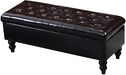 Boîte à couvertures et banc à chaussures de rangement en similicuir noir L60cm