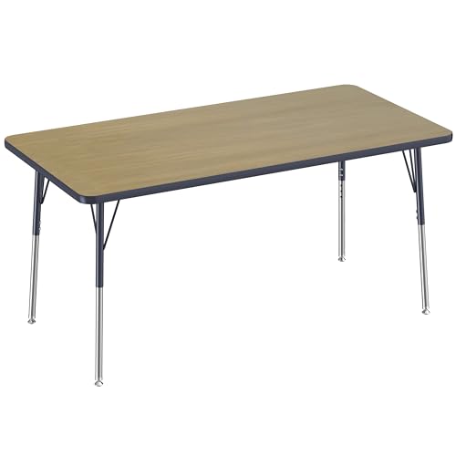 FDP 30" x 60" Rectangle Table with Swivel Glide Legs - Pasadena Oak/Navy