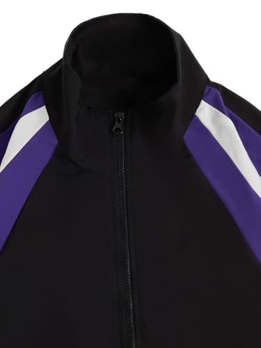 Image of SOLY HUX Men's Varsity Jacket Zipper Color Block Windbreaker Jackets Long Sleeve Coats Streetwear