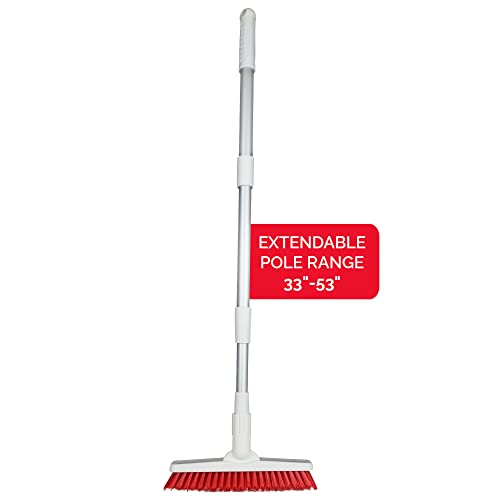 Swivel Grout Brush With Long Handle - Stiff Bristle Scrubber, V-Shaped Grout Cleaner Brush With Telescopic Handle For Easy Cleaning & Storage - Grout Cleaning Brush For Tile Floors By Foxtrot Living #TOP7