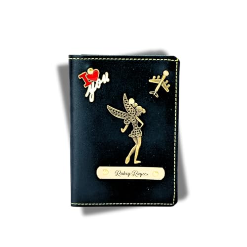 Image of Personalized Mr and Mrs Couple Passport Cover Set, Brown Leather, Travel Accessories with Airplane Design and Crown Embellishments (Single Passport Cover)
