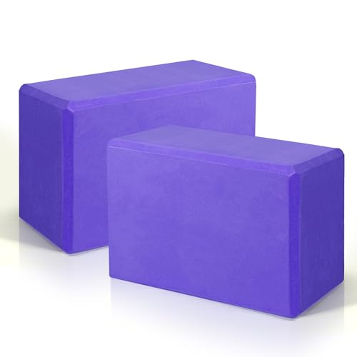 Yoga Blocks 2 Pack, Premium EVA Foam Blocks, Non Slip High Density Foam Yoga Blocks for Pilates Meditation, Stretching and Toning