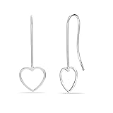 LeCalla 925 Sterling Silver Heart Drop Earrings Jewelry Lightweight Heart Shaped Threader Teardrop Dangle Earring for Women