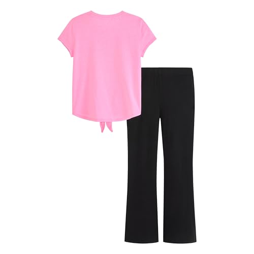 Image of PUMA Girls' Short Sleeve Tee & Legging Set, Logo Graphics, Crewneck