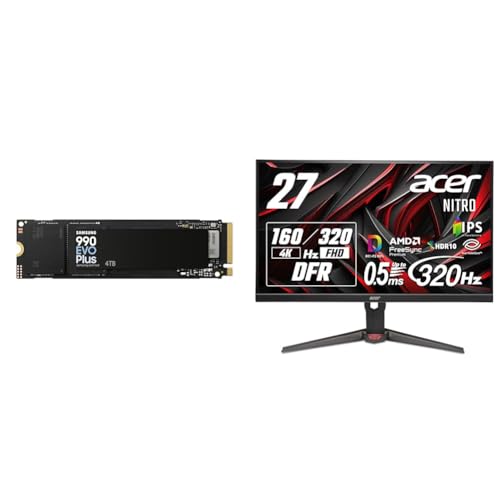 Samsung 990 EVO Plus 4TB PCIe Gen 4.0 ×4 NVMe M.2 (2280) TLC NAND 最大 7,250MB/秒 内蔵 SSD MZ-V9S4T0B-IT/EC 国内正規保証品+Acer 27インチ 可変リフレッ